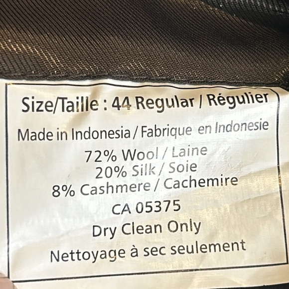 Pronto Uomo Brown Men’s Blazer Silk Wool Cashmere – Moores Size 44R - Picture 10 of 13